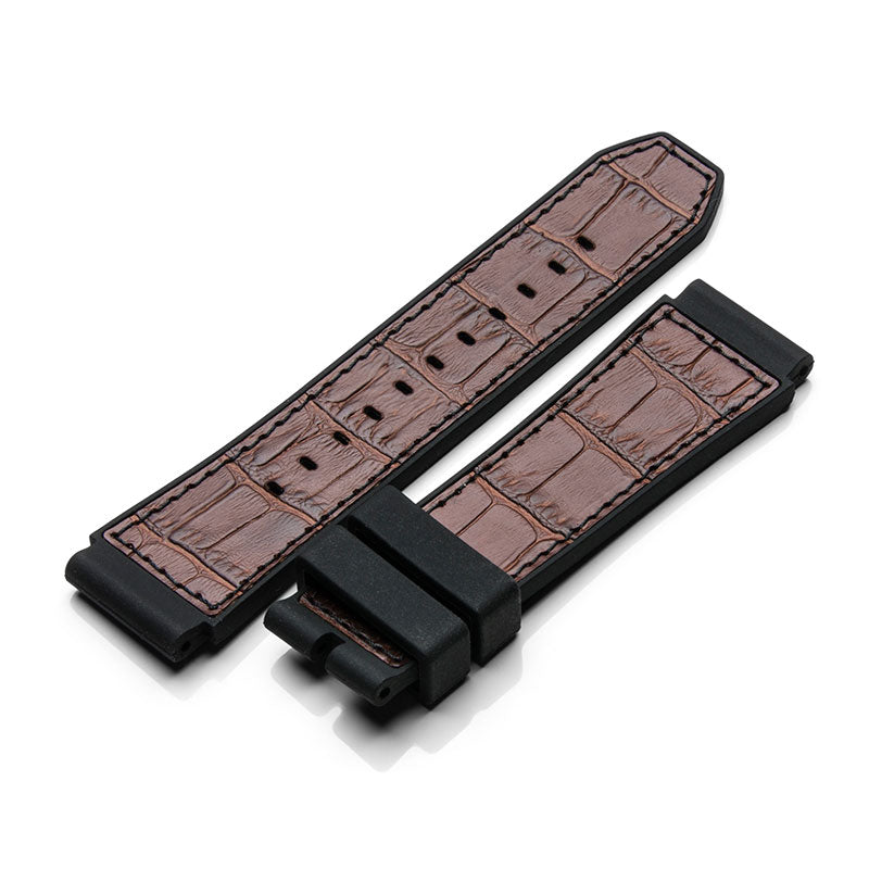SB210RL - BROWN CROC STYLE RUBBER BAND / BLACK STITCH