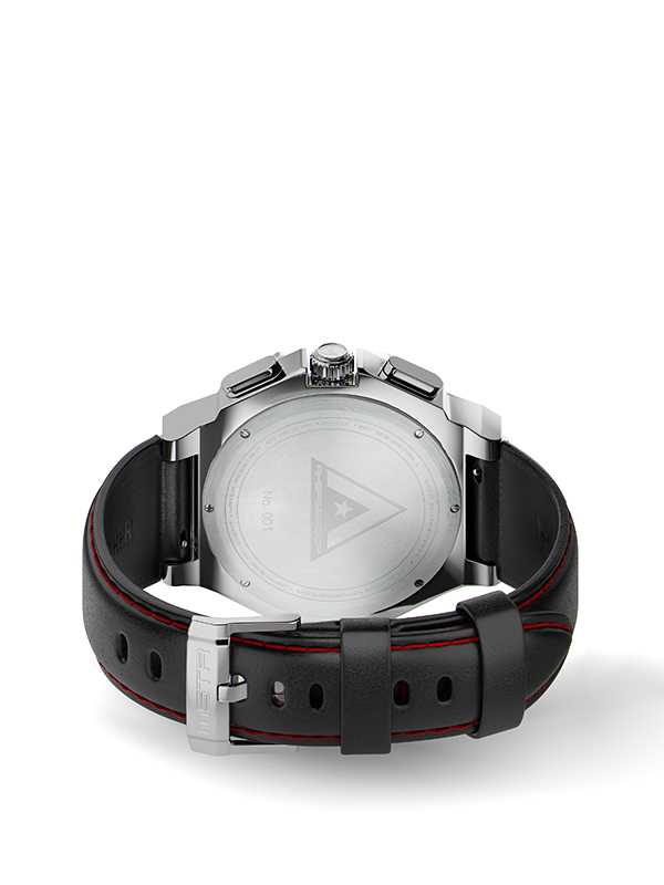 AM1012LB - AMBASSADOR SILVER / RED / LEATHER BAND