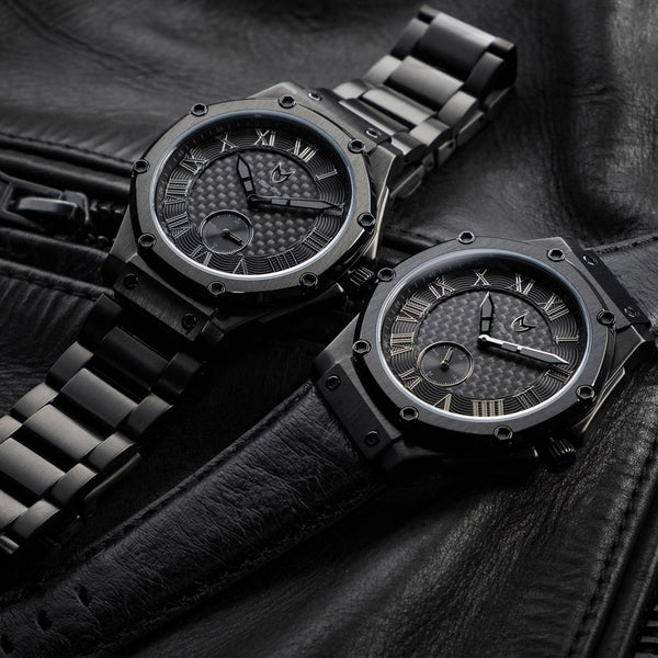 AU112OB- ULTRA SLIM BLACK / BLACK / LEATHER BAND