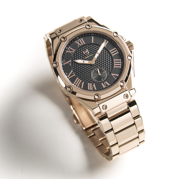 AU102SS - ULTRA SLIM ROSE GOLD / BLACK / SS BAND