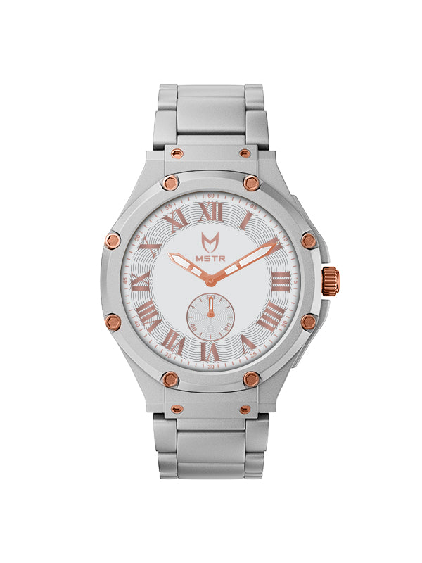 MSTR Ambassador Ultra Slim AU137SS Silver and copper front watch render