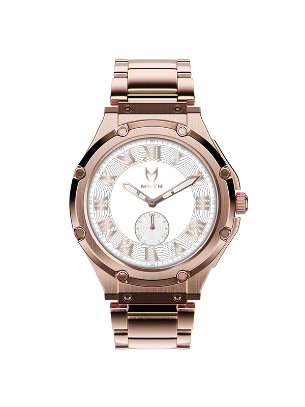 MSTR Ambassador Ultra Slim AU141SS Rose gold and white front watch render