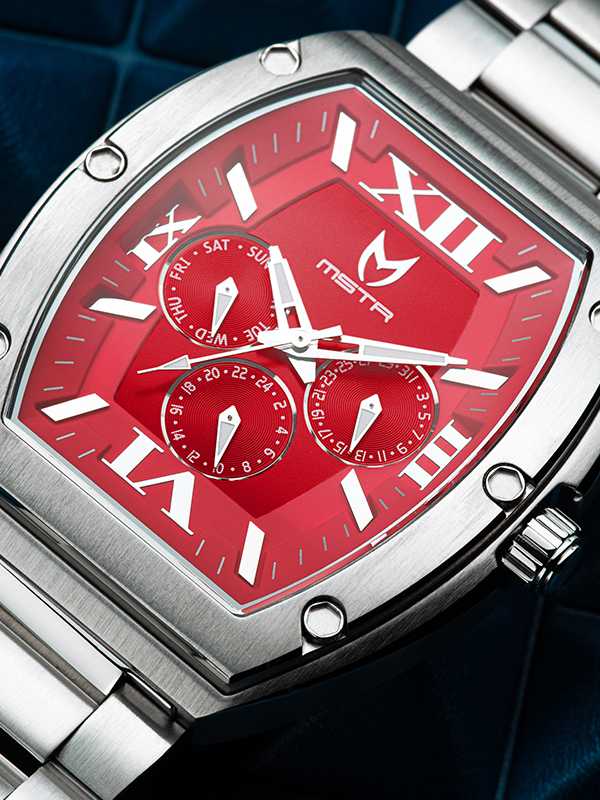MJ128SS - MAJOR SILVER / RED / STEEL BAND