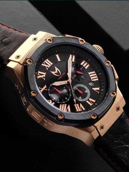 Ambassador Watch : Rose Gold | Black Face | Leather Band AM168OB