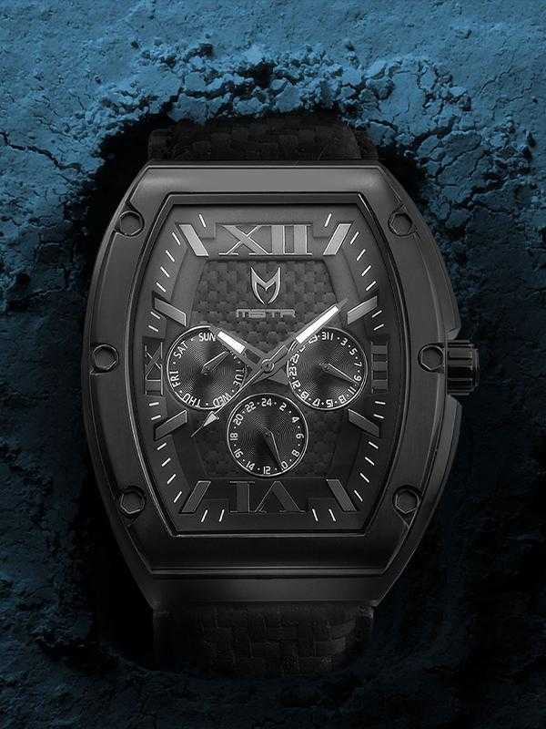 MJ105CF - MAJOR BLACK / BLACK LEATHER BAND