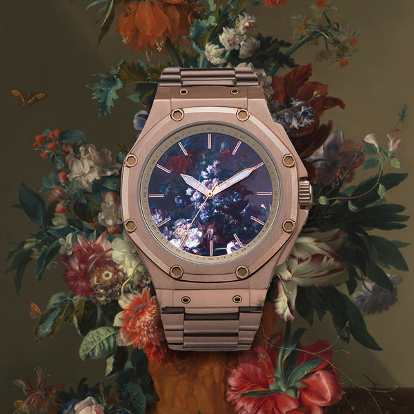 AM406SS - 41 MM JAN VAN HUYSUM WATCH ROSE GOLD WITH STEEL STRAP