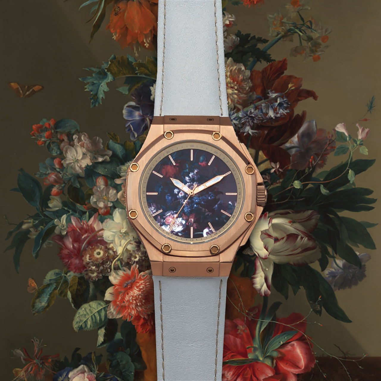 AM406LB - 41 MM JAN VAN HUYSUM WATCH ROSE GOLD WITH LEATHER STRAP