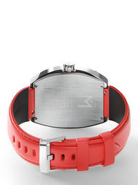 Thumbnail for MJ128LB - MAJOR SILVER / RED / LEATHER STRAP