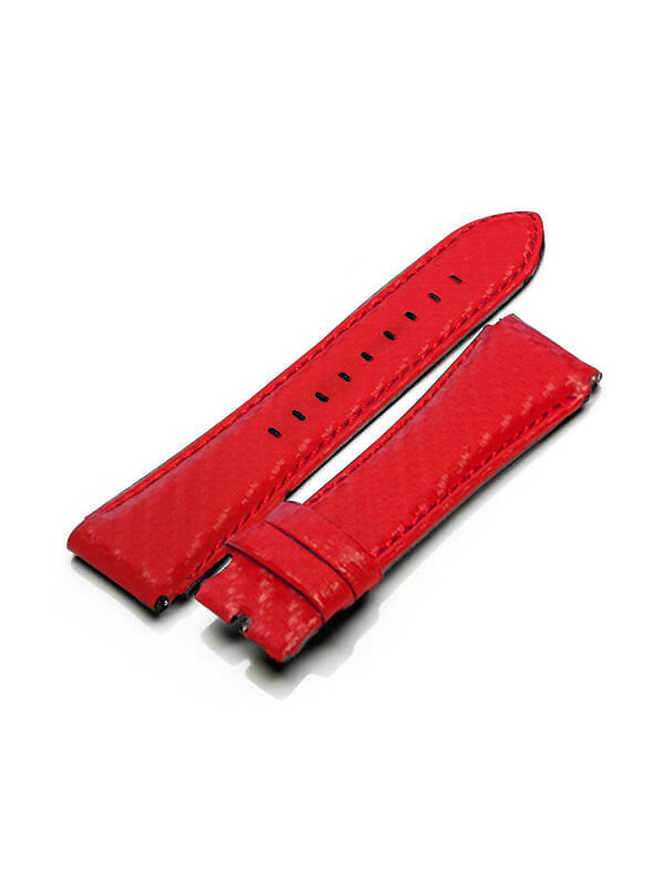 SB203CF - CARBON FIBER LEATHER BAND / RED STITCH