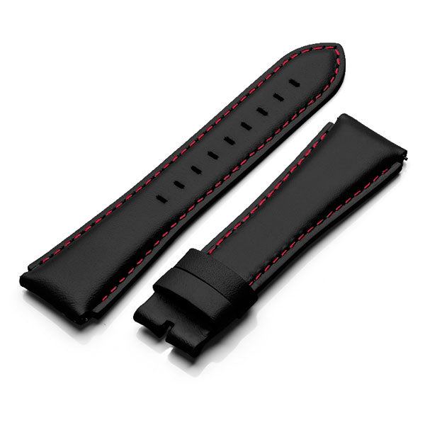 SB210LB - BLACK LEATHER WITH RED STITCHING