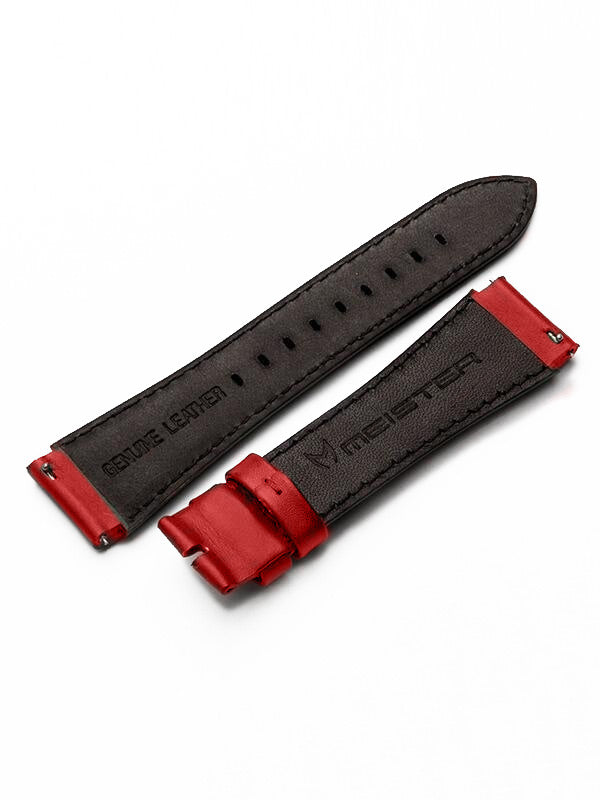 SB259LB - RED CROC LEATHER BAND / RED STITCH 18MM