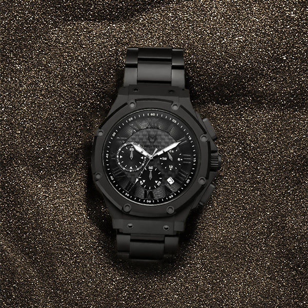 AM1036SS - AMBASSADOR BLACK / BLACK STEEL BAND WATCH