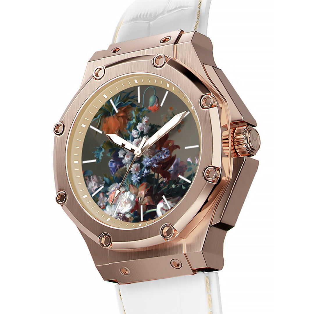 AM406LB - 41 MM JAN VAN HUYSUM WATCH ROSE GOLD WITH LEATHER STRAP