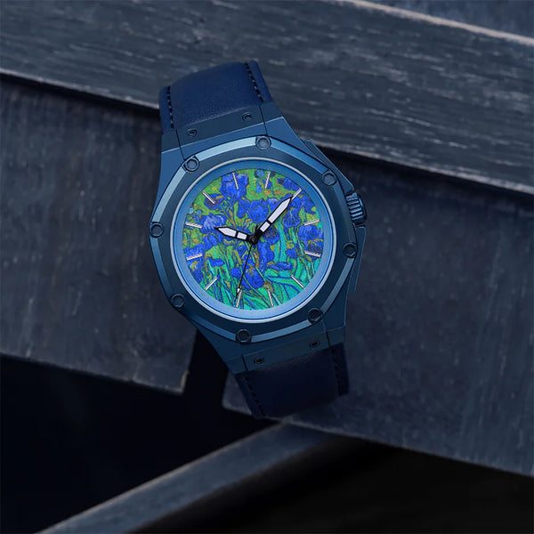 AM407LB - 41 MM VAN GOGH MATTE BLUE WATCH WITH LEATHER STRAP