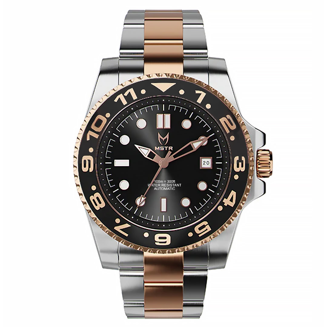 MSTR Voyager VO117SSV2 silver black and rose gold automatic watch front render